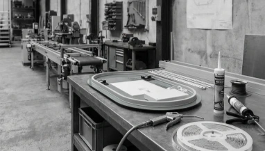 Frocare mirror factory production line worker assembling LED components